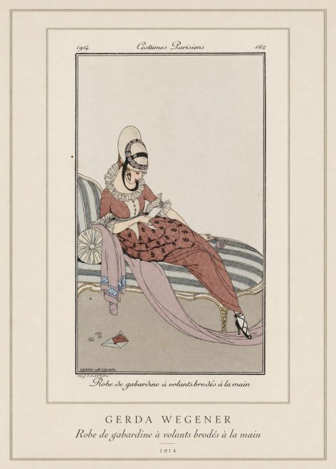 Gerda Wegener Robe De Gabardine À Volants Brodés À La Main II No3 - Juliste