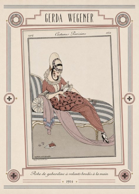 Gerda Wegener Robe De Gabardine À Volants Brodés À La Main II No5 - Juliste