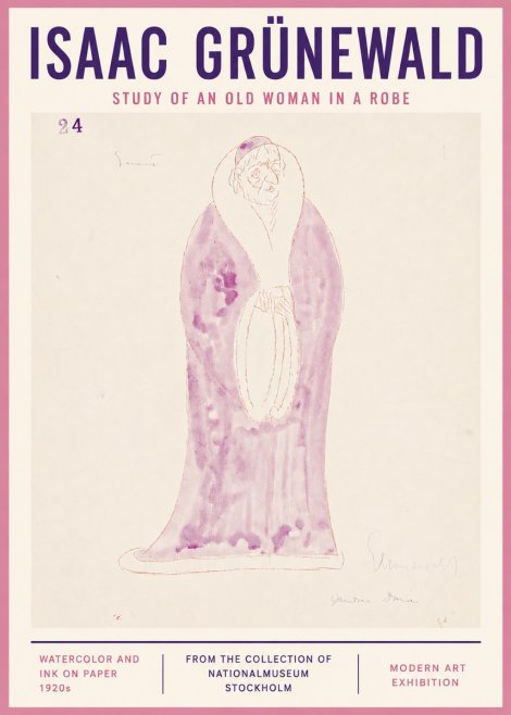 Isaac Grünewald Study of an Old Woman in a Robe No4 - Juliste
