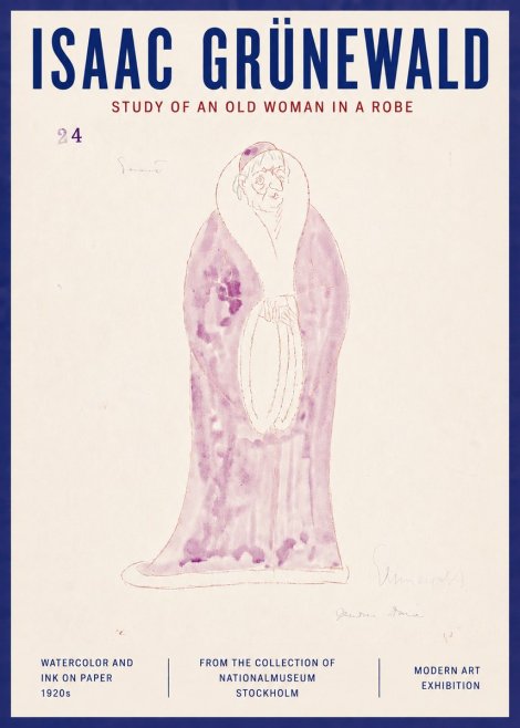 Isaac Grünewald Study of an Old Woman in a Robe No5 - Juliste