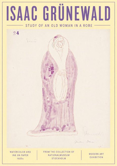 Isaac Grünewald Study of an Old Woman in a Robe No6 - Juliste