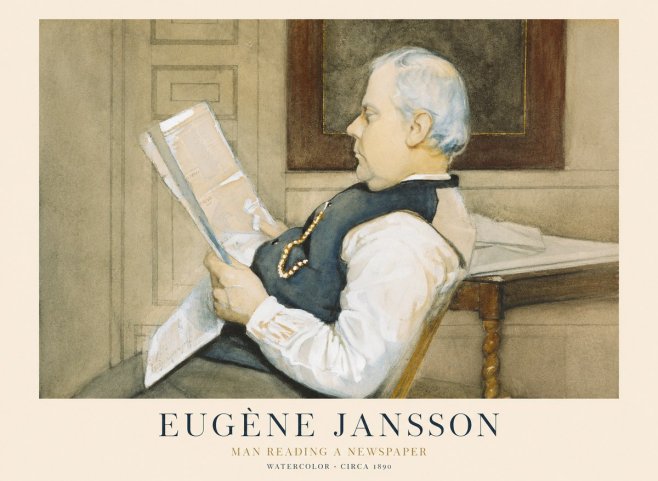 Eugène Jansson Man Reading a Newspaper No1 - Juliste