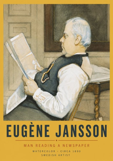 Eugène Jansson Man Reading a Newspaper No6 - Juliste
