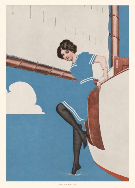 Coles Phillips Woman on a Yacht No5 - Juliste