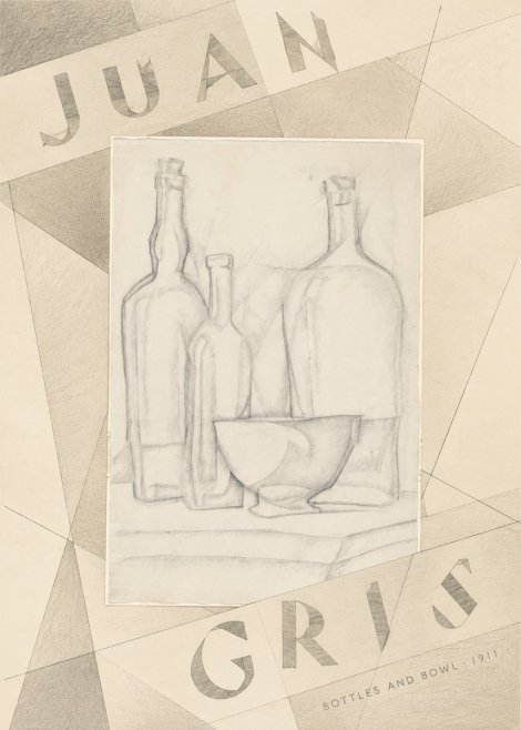 Juan Gris Bottles and Bowl No5 - Juliste