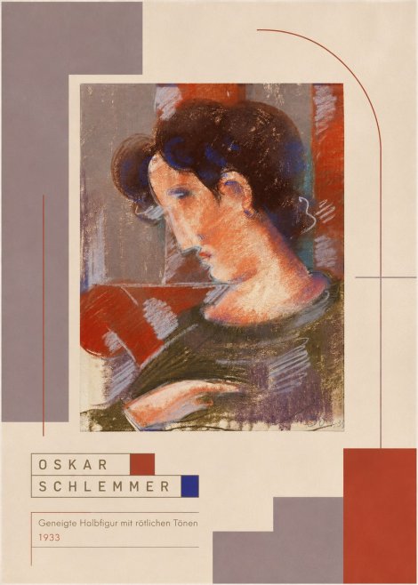 Oskar Schlemmer Geneigte Halbfigur Mit Rötlichen Tönen No6 - Juliste