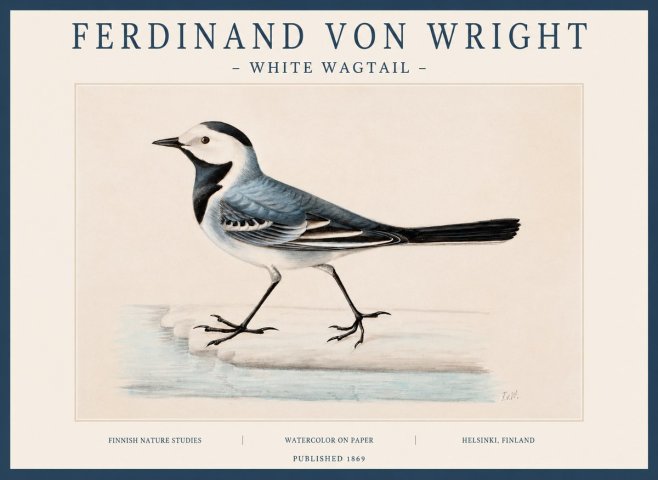 Ferdinand von Wright White Wagtail No1 - Juliste