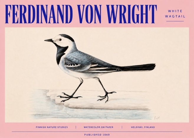 Ferdinand von Wright White Wagtail No4 - Juliste