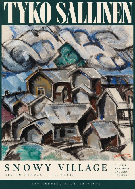 Tyko Sallinen Snowy Village No4 - Juliste