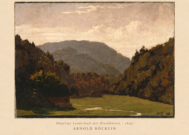 Arnold Böcklin Hügelige Landschaft Mit Blockhütten No2 - Juliste