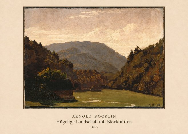 Arnold Böcklin Hügelige Landschaft Mit Blockhütten No4 - Juliste
