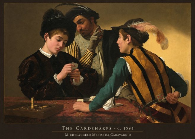 Michelangelo Merisi da Caravaggio The Cardsharps III No3 - Juliste