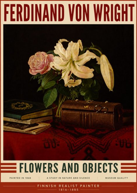 Ferdinand von Wright Flowers and Objets No5 - Juliste