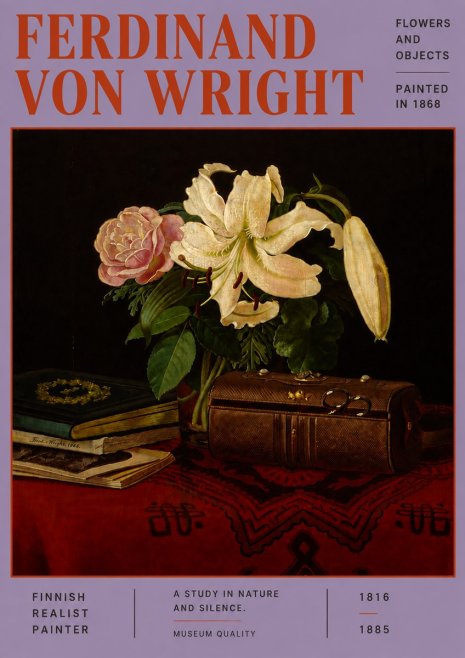 Ferdinand von Wright Flowers and Objets No6 - Juliste