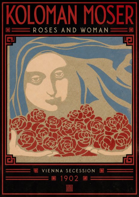Koloman Moser Roses and Woman No5 - Juliste