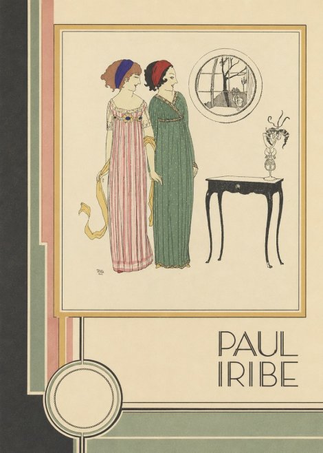 Paul Iribe Two Women in Elegant Dresses No2 - Juliste