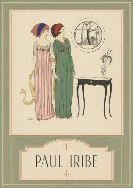 Paul Iribe Two Women in Elegant Dresses No5 - Juliste