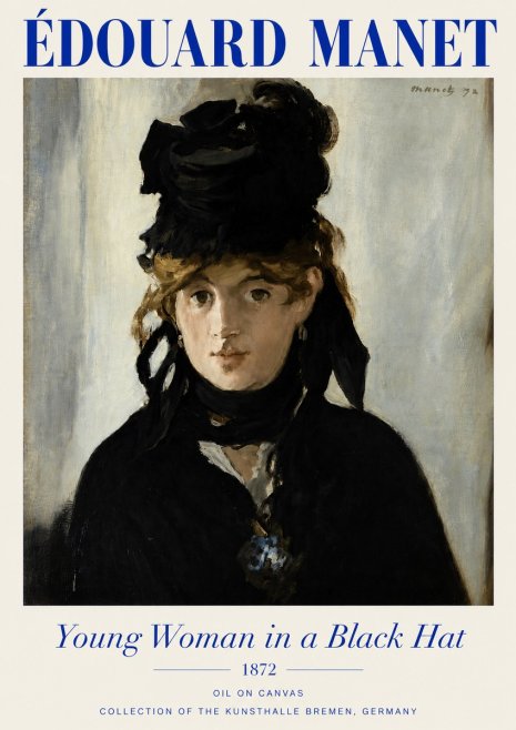 Édouard Manet Young Woman in a Black Hat I No4 - Juliste