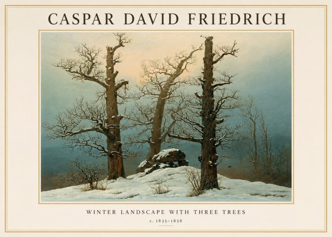 Caspar David Friedrich The Three Trees in the Snow No3 - Juliste