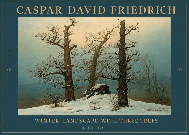 Caspar David Friedrich The Three Trees in the Snow No4 - Juliste
