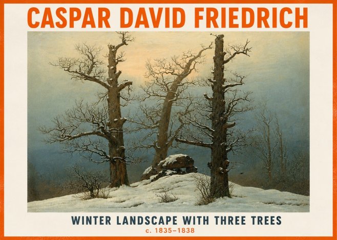 Caspar David Friedrich The Three Trees in the Snow No5 - Juliste