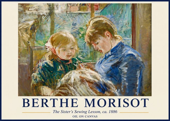 Berthe Morisot The Sister's Sewing Lesson, Ca. 1886 No3 - Juliste