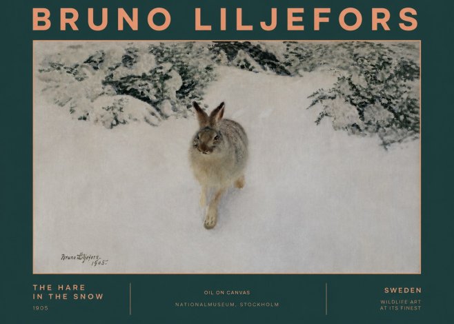 Bruno Liljefors The Hare in the Snow No2 - Juliste