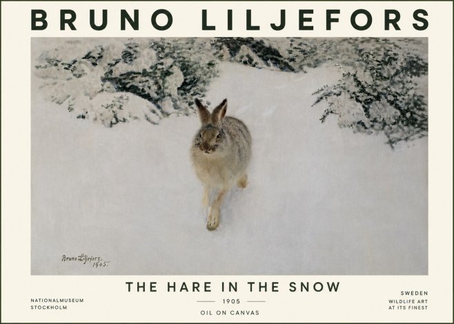 Bruno Liljefors The Hare in the Snow No5 - Juliste