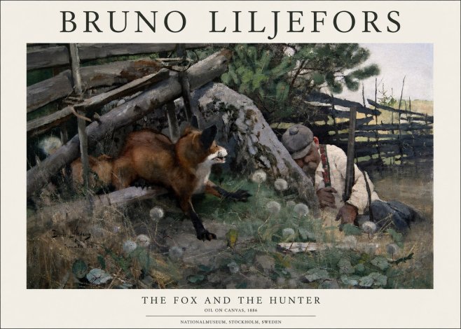 Bruno Liljefors The Fox and the Hunter No1 - Juliste