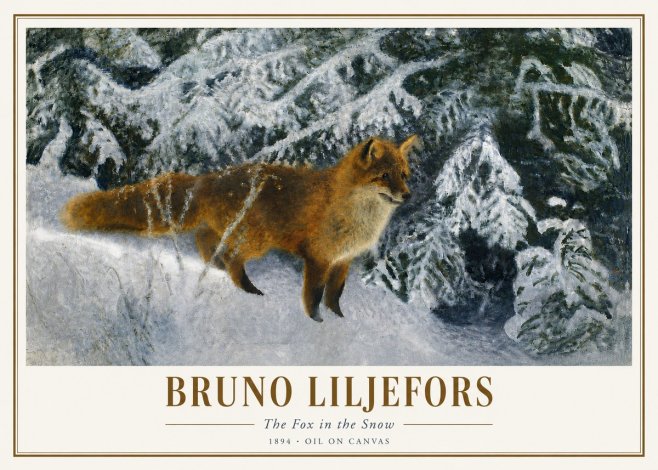 Bruno Liljefors The Fox in the Snow No3 - Juliste