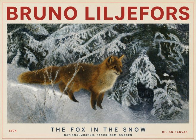 Bruno Liljefors The Fox in the Snow No4 - Juliste