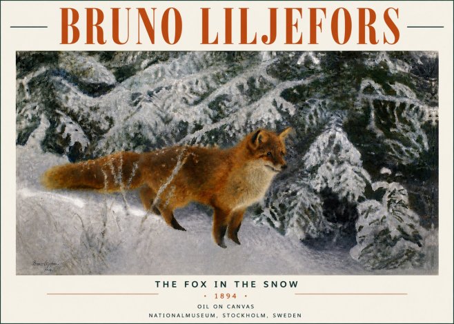 Bruno Liljefors The Fox in the Snow No6 - Juliste