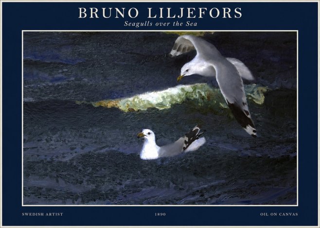 Bruno Liljefors Seagulls over the Sea No1 - Juliste