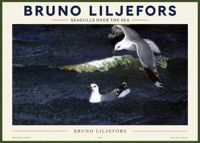 Bruno Liljefors Seagulls over the Sea No2 - Juliste