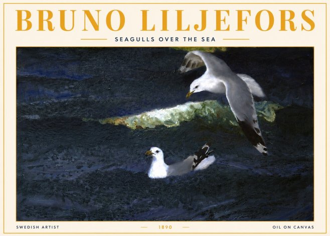 Bruno Liljefors Seagulls over the Sea No3 - Juliste