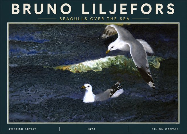 Bruno Liljefors Seagulls over the Sea No4 - Juliste