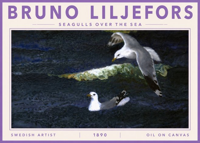 Bruno Liljefors Seagulls over the Sea No5 - Juliste