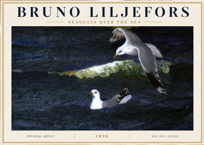Bruno Liljefors Seagulls over the Sea No6 - Juliste