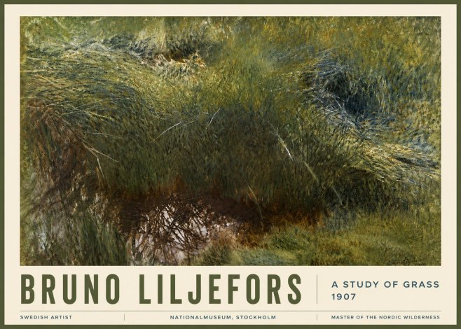 Bruno Liljefors A Study of Grass No6 - Juliste