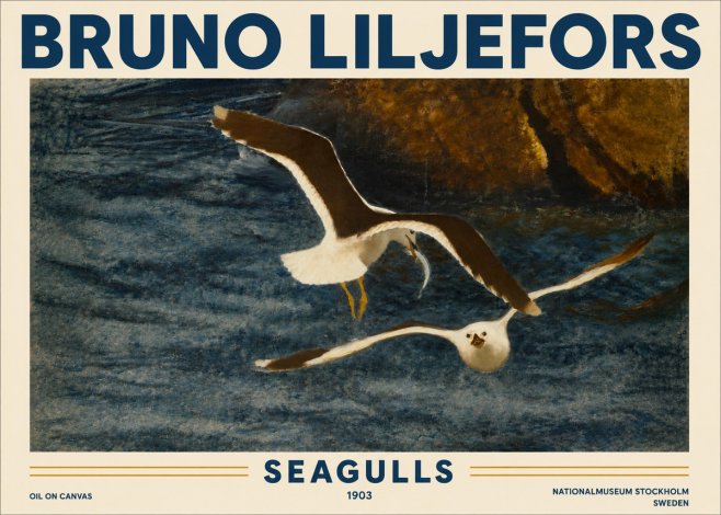 Bruno Liljefors Seagulls No4 - Juliste