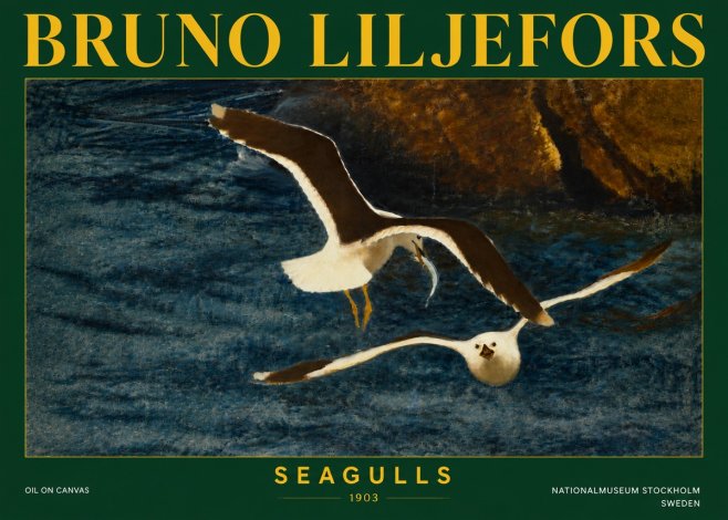 Bruno Liljefors Seagulls No5 - Juliste
