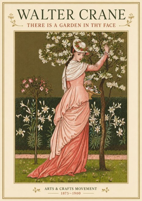 Walter Crane There Is a Garden in Thy Face I No4 - Juliste