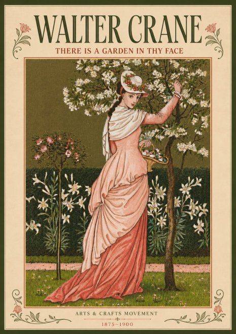 Walter Crane There Is a Garden in Thy Face I No5 - Juliste