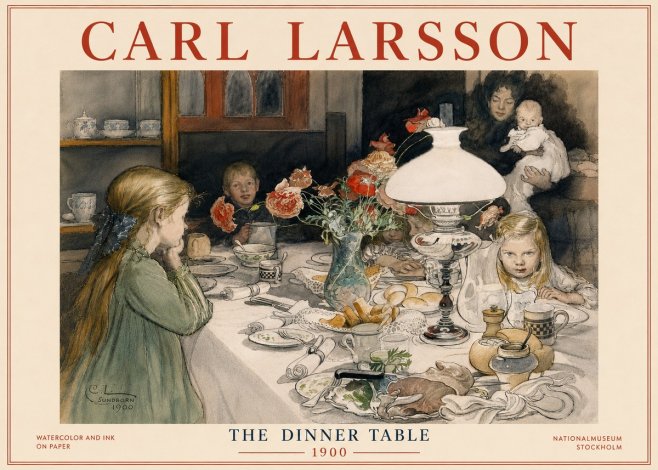 Carl Larsson The Dinner Table No6 - Juliste