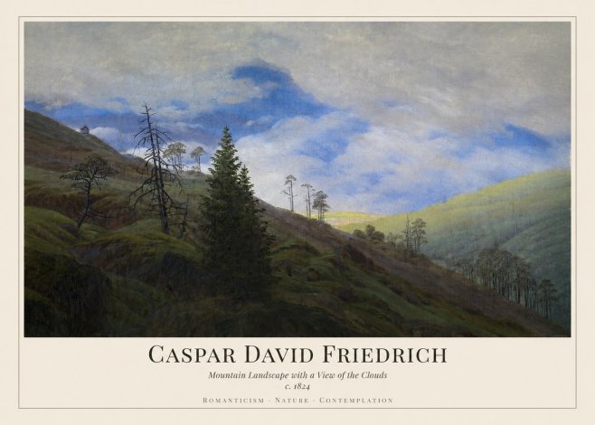 Caspar David Friedrich Mountain Landscape with a View of the Clouds No1 - Juliste