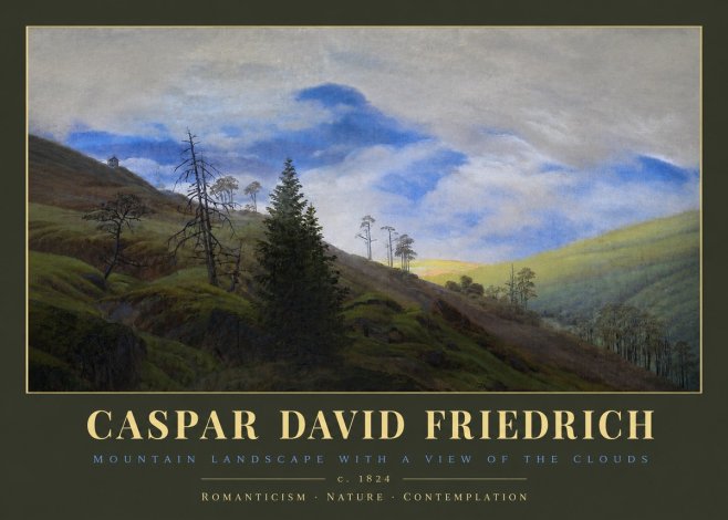 Caspar David Friedrich Mountain Landscape with a View of the Clouds No2 - Juliste