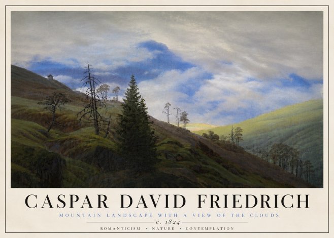 Caspar David Friedrich Mountain Landscape with a View of the Clouds No4 - Juliste