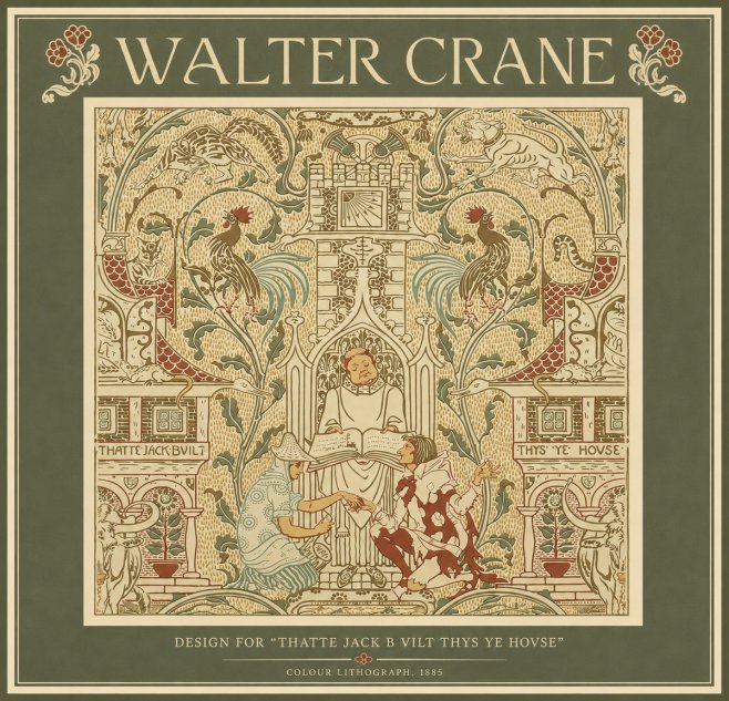 Walter Crane Design for "Thatte Jack B Vilt Thys Ye Hovse" No5 - Juliste