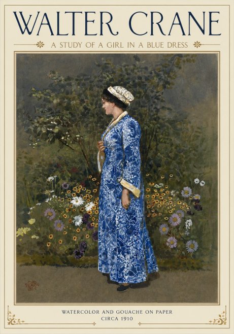 Walter Crane A Study of a Girl in a Blue Dress No4 - Juliste