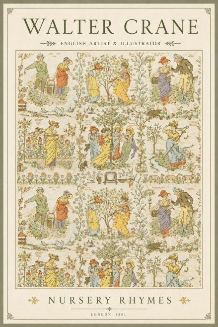 Walter Crane Nursery Rhymes No3 - Juliste